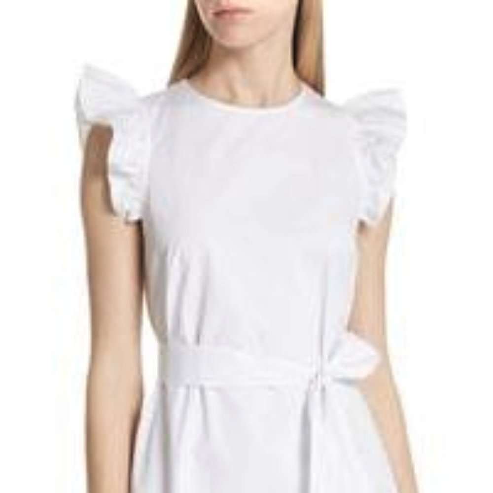KATE SPADE Ruffle Cotton Poplin Shirt Midi Dress - Picture 3 of 3